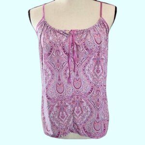 Super Soft Paisley Tank Top Size XS | Oversized Spaghetti Strap Pajama Top